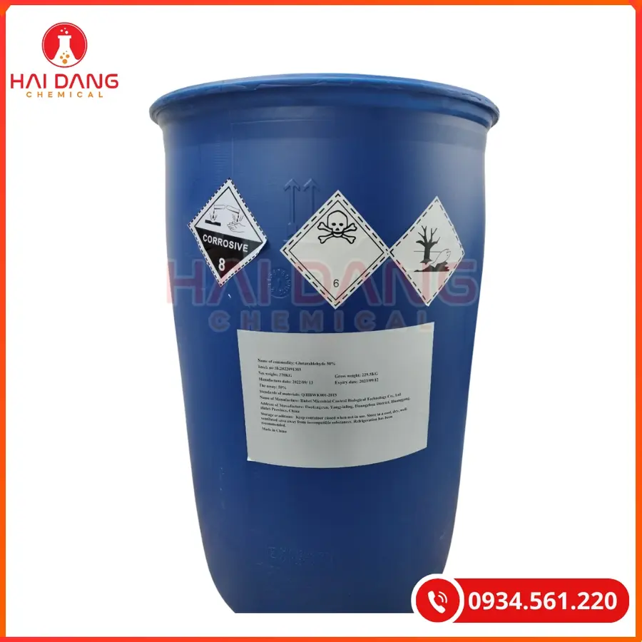 Glutaraldehyde 50% China Sát Khuẩn Thủy Sản | Giá Tốt Tại Kho Hải Phòng