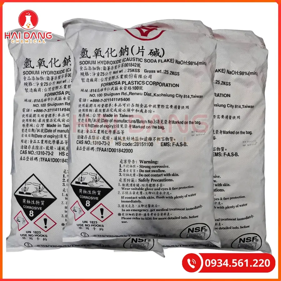 Xút Vảy Sodium Hydroxide NaOH 99% Đài Loan Tẩy Rửa Công Nghiệp | Giá Tốt Tại Kho Hải Phòng