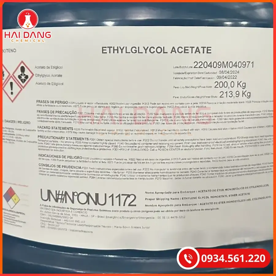 Ethylglycol Acetate Ấn Độ Dung Môi Công Nghiệp Cao Cấp | Giá Tốt Tại Kho Hải Phòng
