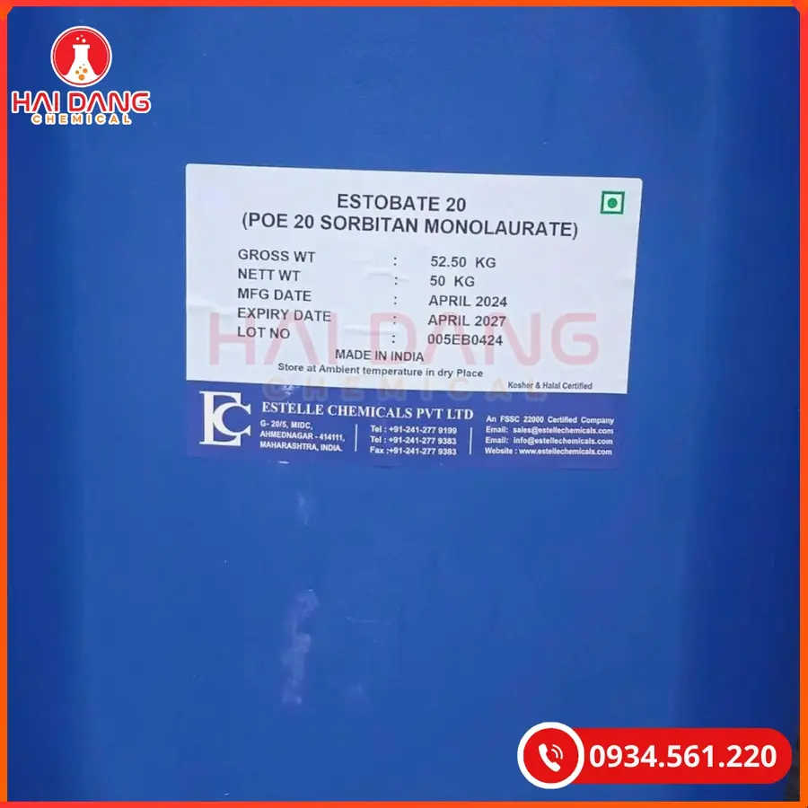 Polysorbate 20 Tween 20 Ấn Độ Chất Nhũ Hóa Chất Tẩy Rửa | Giá Tốt Tại Kho Hải Phòng