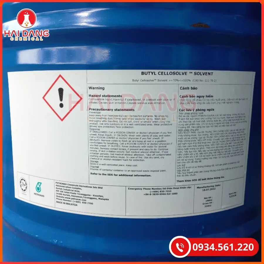 Butyl Cellosolve BCS Malaysia Dung Môi Công Nghiệp Đa Năng | Giá Tốt Tại Kho Hải Phòng
