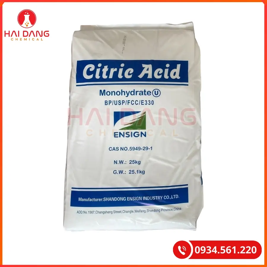 Acid Citric Trung Quốc Nguyên Liệu Sản Xuất Chất Tẩy Rửa | Giá Tốt Sẵn Kho Hải Phòng